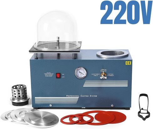 lakimi Vacuum Investing Casting Machine 2L - Vacuum Casting Machine with 3 CFM Pump & Bell Jar for Jewelry Casting Molds Processing CM01 110V in Saudi Arabia