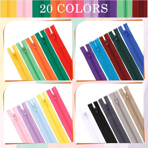 Zippers for Sewing 100 PCS Nylon Zippers for Sewing 12 Inch Zippers Bulk Zippers Colorful Sewing Zippers for Making Bags Pouches Pillow Covers and Sewing Crafts Projects 20 Colors in Saudi Arabia