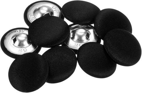 HARFINGTON 10pcs 40L Fabric Cloth Covered Button 25mm Round Metal Shank Sewing Buttons for Suits Dress Blouses Sweaters, Black in Saudi Arabia