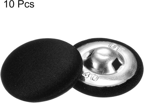 HARFINGTON 10pcs 40L Fabric Cloth Covered Button 25mm Round Metal Shank Sewing Buttons for Suits Dress Blouses Sweaters, Black in Saudi Arabia