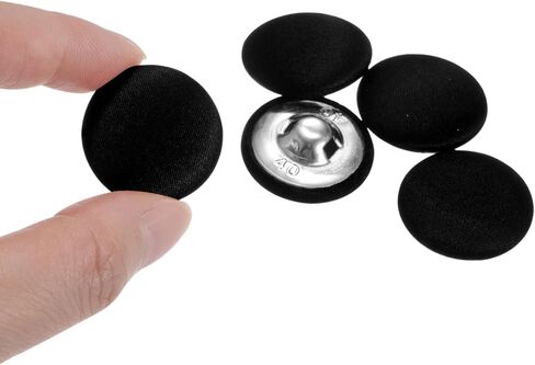 HARFINGTON 10pcs 40L Fabric Cloth Covered Button 25mm Round Metal Shank Sewing Buttons for Suits Dress Blouses Sweaters, Black in Saudi Arabia