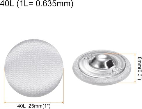 HARFINGTON 10pcs 40L Fabric Cloth Covered Button 25mm Round Metal Shank Sewing Buttons for Suits Dress Blouses Sweaters, Black in Saudi Arabia