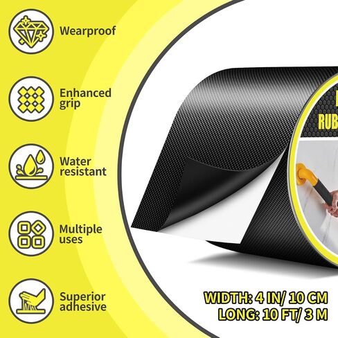 Rubber Grip Tape, Ultra Strong Waterproof Anti Slip Tape with Textured Adhesive for DIY Tools & Gadgets, Customizable for Enhanced Comfort & Safety (1In x 16.5Ft, Black) in Kuwait