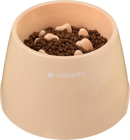 Navaris Elevated Slow Feeder Dog Bowl - Melamine Pet Food Bowl for Dogs and Cats - Raised Cat Feeding Bowl to Slow Down Eating - 7.4" x 7.36" x 4.7" in Saudi Arabia