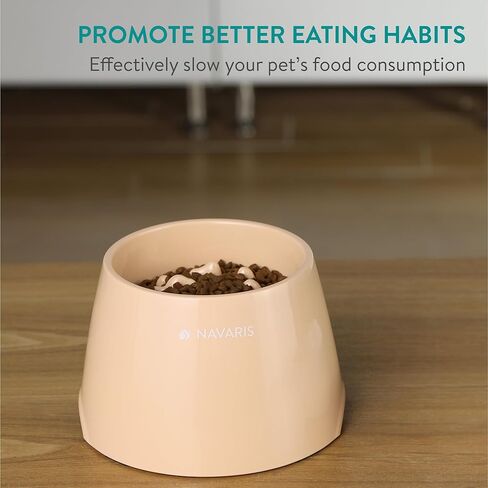 Navaris Elevated Slow Feeder Dog Bowl - Melamine Pet Food Bowl for Dogs and Cats - Raised Cat Feeding Bowl to Slow Down Eating - 7.4" x 7.36" x 4.7" in Saudi Arabia