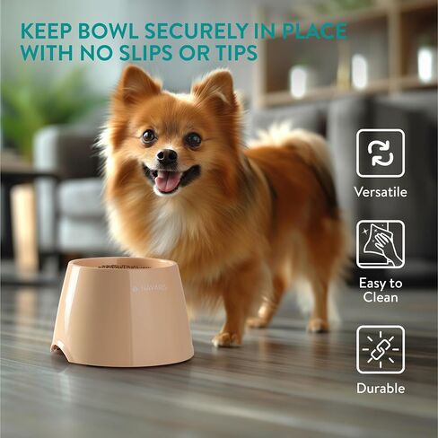 Navaris Elevated Slow Feeder Dog Bowl - Melamine Pet Food Bowl for Dogs and Cats - Raised Cat Feeding Bowl to Slow Down Eating - 7.4" x 7.36" x 4.7" in Saudi Arabia