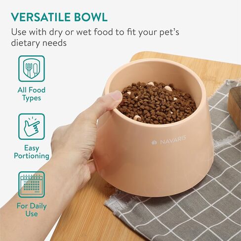 Navaris Elevated Slow Feeder Dog Bowl - Melamine Pet Food Bowl for Dogs and Cats - Raised Cat Feeding Bowl to Slow Down Eating - 7.4" x 7.36" x 4.7" in Saudi Arabia
