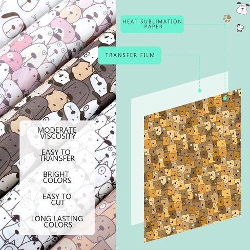 Tintnut Cat Pattern Sublimation Transfer Paper - 10 Sheets 12"x10", Colored Sublimation Ink Transfer Sheets for DIY Mugs, Tumblers, T-Shirts in Kuwait