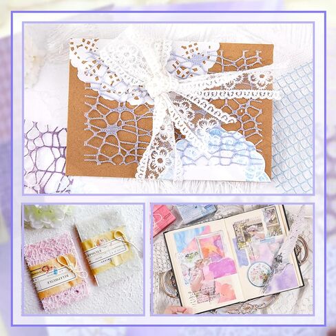 Anvin 30 Pcs Scrapbook Paper Textured Paper 5x7 Inch Craft Paper Fabric Mesh Paper Mulberry Special Handmade Paper Bulk for Scrapbooking, Junk Journal, Art Journaling, Card Making, DIY (Pink, Purple) in Saudi Arabia