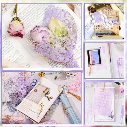 Anvin 30 Pcs Scrapbook Paper Textured Paper 5x7 Inch Craft Paper Fabric Mesh Paper Mulberry Special Handmade Paper Bulk for Scrapbooking, Junk Journal, Art Journaling, Card Making, DIY (Pink, Purple) in Saudi Arabia