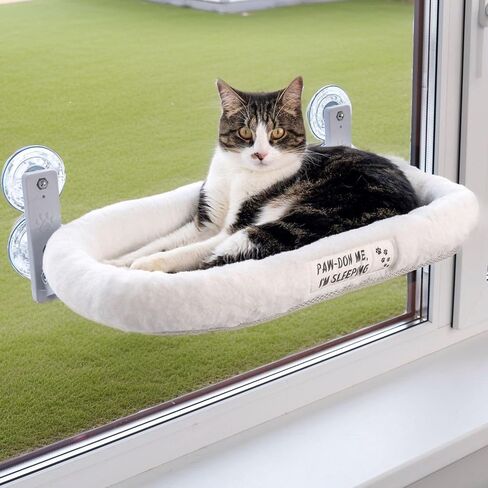 Cat Window Perch for Indoor Cats — Window Perch w 4 Strong Suction Cups & Soft Cushion; Solid Metal Frame; Easy to Assemble in Saudi Arabia