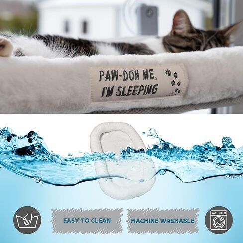 Cat Window Perch for Indoor Cats — Window Perch w 4 Strong Suction Cups & Soft Cushion; Solid Metal Frame; Easy to Assemble in Saudi Arabia