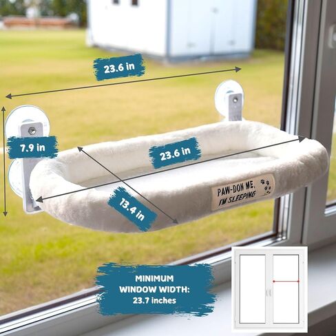 Cat Window Perch for Indoor Cats — Window Perch w 4 Strong Suction Cups & Soft Cushion; Solid Metal Frame; Easy to Assemble in Saudi Arabia