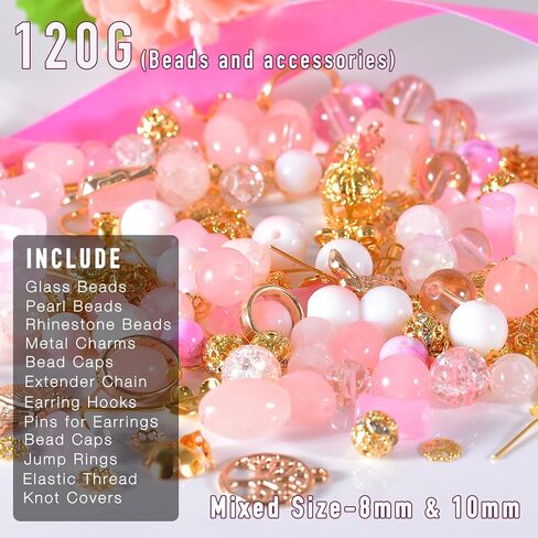 120g Random Glass Beads Kit for Jewelry Making, 6-10mm Round Crystal Glass Beads for Bracelet Making (White) in Saudi Arabia