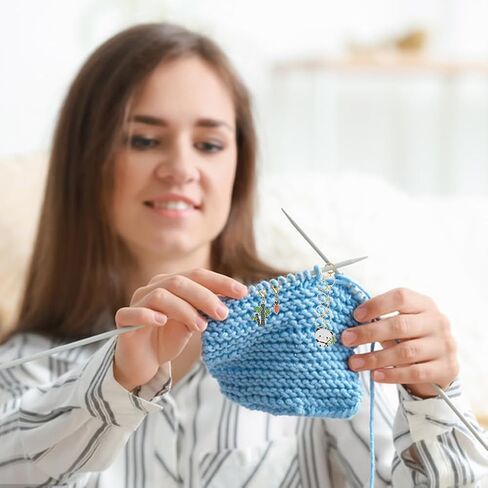 pligreat 24 pcs ملونة الزجاج بذرة حبات الكروشيه غرزة الحلقات مجموعة قابلة للإزالة الحياكة قفل هدايا حلقة حلقة الأم لأم امرأة ديي الحرف اليدوية لصنع المجوهر in Kuwait