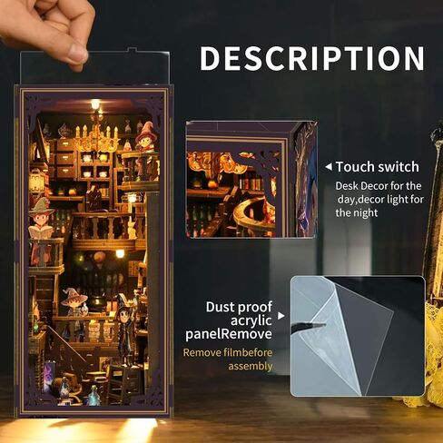 Book Nook Alley Kit ، Wooden Cool Book Nook Alley ، Diy Bookshelf مشاهد مصغرة ، مجموعة طرازات رف الكتب ، مجموعات زاوية الكتب للبالغين الخيال - مكتبة in Saudi Arabia