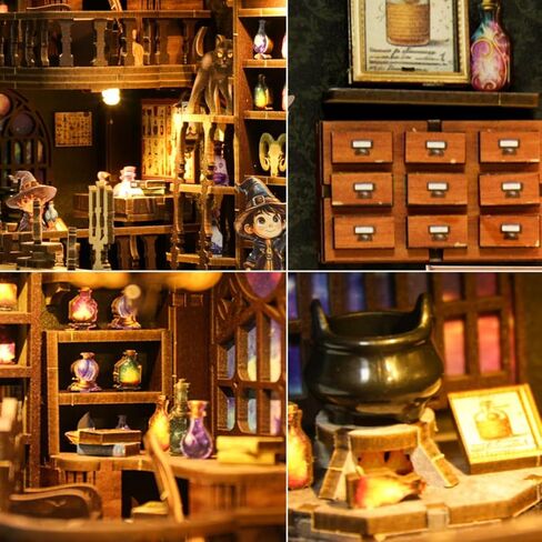 Book Nook Alley Kit ، Wooden Cool Book Nook Alley ، Diy Bookshelf مشاهد مصغرة ، مجموعة طرازات رف الكتب ، مجموعات زاوية الكتب للبالغين الخيال - مكتبة in Saudi Arabia