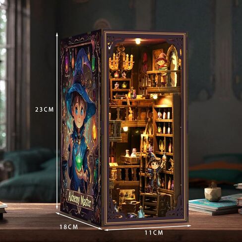 Book Nook Alley Kit ، Wooden Cool Book Nook Alley ، Diy Bookshelf مشاهد مصغرة ، مجموعة طرازات رف الكتب ، مجموعات زاوية الكتب للبالغين الخيال - مكتبة in Saudi Arabia
