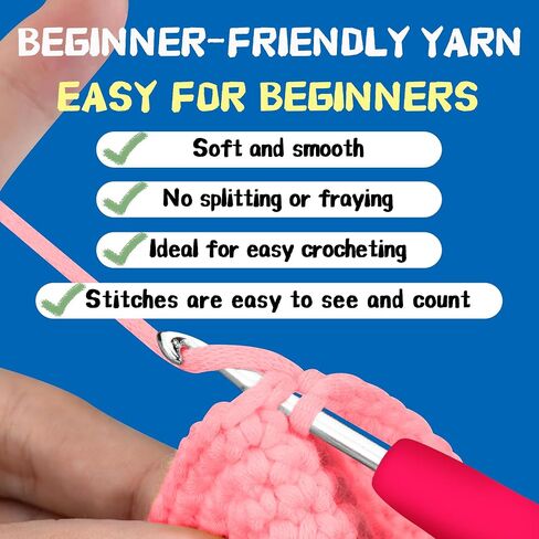 VIVIDOX 2 Pack Dolphin Crochet Kit for Beginners Adults Kids with Easy Yarn 4.3in Tall Animal Crocheting Starter Set with Step-by-Step Video Tutorials, DIY Knitting Kit with Complete Tools (Blue+Pink) in Saudi Arabia