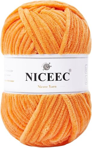 NICEEC Chenille Yarn Blanket Yarn Light Worsted Weight Yarn for Knitting Fancy Yarn for Crochet Weaving DIY Craft Total Length 200m (218yds, 100g)_Light Gray in Kuwait