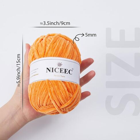 NICEEC Chenille Yarn Blanket Yarn Light Worsted Weight Yarn for Knitting Fancy Yarn for Crochet Weaving DIY Craft Total Length 200m (218yds, 100g)_Light Gray in Kuwait