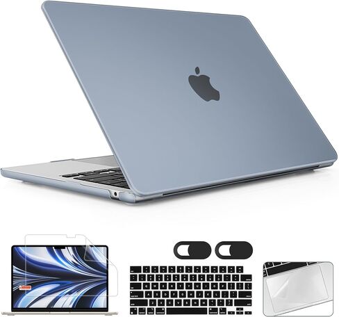for MacBook Air 13.6 inch Case 2022 2023 2024 Release M3 A3113 M2 A2681 with Liquid Retina Display & Touch ID, [Sturdy Shockproof] Hard Shell with Screen Protector & Webcam Cover, Starlight in Saudi Arabia