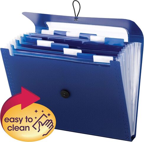 Smead Step Index Poly Organizer ، 12 جيوبًا ، رفرفًا وسلكًا ، حجم الحرف ، الأزرق البحري (70902) in Kuwait