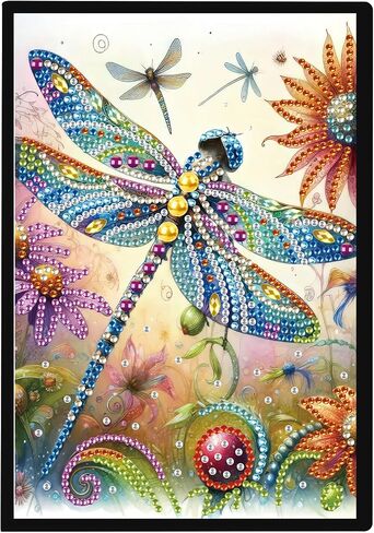 Jishshay A5 Diamond Painting Notebook Dragonfly Diamond Art Book مع غطاء جلدي خاص بمجموعات فنون الماس الماس المجلة Diamond Art Kits للبالغين. in Saudi Arabia