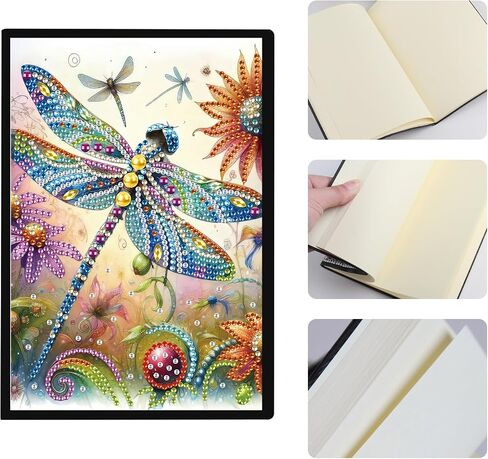 Jishshay A5 Diamond Painting Notebook Dragonfly Diamond Art Book مع غطاء جلدي خاص بمجموعات فنون الماس الماس المجلة Diamond Art Kits للبالغين. in Saudi Arabia