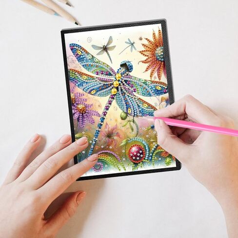 Jishshay A5 Diamond Painting Notebook Dragonfly Diamond Art Book مع غطاء جلدي خاص بمجموعات فنون الماس الماس المجلة Diamond Art Kits للبالغين. in Saudi Arabia