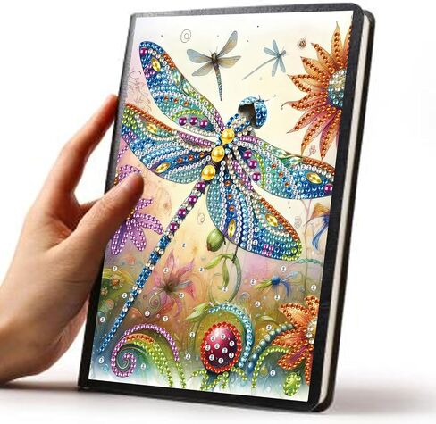 Jishshay A5 Diamond Painting Notebook Dragonfly Diamond Art Book مع غطاء جلدي خاص بمجموعات فنون الماس الماس المجلة Diamond Art Kits للبالغين. in Saudi Arabia