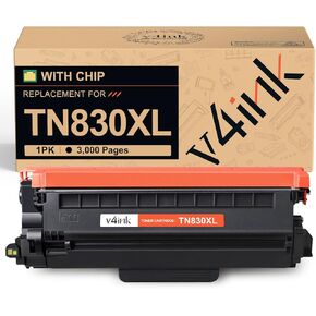 v4ink TN830XL Toner Cartridge Ink for Brother HL-L2460DW Printer Replacement for TN830 XL TN830 TN-830 Toner Set for DCP-L2640DW HL-L2405W HL-L2400D MFC-L2820DW HL-L2480DW Printer, 4PK （High Yield）