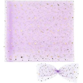 Glitter Tulle Fabric Rolls, 1.7 Yard x 39" Star Moon Sequin Tulle Ribbon Netting Fabric for Tutu Skirts Dress Sewing DIY Crafts Birthday Wedding Party Decoration(White)