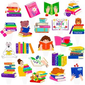 School Reading Cupcake Toppers 48Pcs Reading Books Birthday Party Decorations School Cake Decorations Back to School Cupcake Toppers World Book Day Cupcake Picks for Classroom Party Supplies