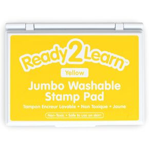 READY 2 LEARN Jumbo Washable Stamp Pad - Yellow - 6.2"L x 4.1"W - Non-Toxic - Fade Resistant - Ideal Size for Baby Handprints and Footprints