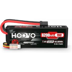 HOOVO 7.4V 6200mAh 70C 2S Lipo Battery Hard Case for RC Car RC Helicopter RC Truck RC Truggy Airplane Quadcopter UAV Drone FPV