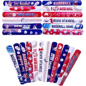 48pcs Baseball Party Slap Bracelets Sport Slap Bracelets for Kids Baseball Theme Bracelets Motivational Wristband Bracelets Classroom Prizes Birthday Gifts Baseball Party Favors