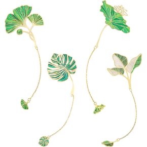 4pcs Metal Flower Landmark ، قلادة مرجعية سلسلة مرجعية مرجعية الأزهار المعدنية المرجعية Ginkgo Banana Leaf Loac