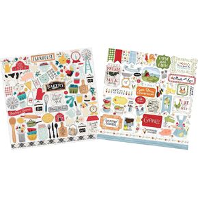Cooking Scrapbook Stickers - with Farmhouse Kitchen Recipe Stickers | Farm Life Style Cooking Stickers Set Includes Phrases, Animals, Chef Apron, Barn Designs | Farm House Style Theme | 2 Items Total