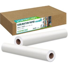 Sublimation Paper Roll 24 Inches x 100 Feet, 2" Core, E-pson F570 Sublimation Paper Roll 24 inch wide, 95gsm, 2 Rolls (24in x 100ft x 2Rolls)