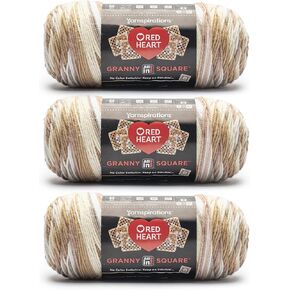 Red Heart All in One Granny Square Black -Carnation Code Yarn - 3 Pack of 250g/8.8oz - 100% Acrylic - #4 Worsted (Medium) - 381m/417Yards - for Knitting, Crochet and Amigurumi