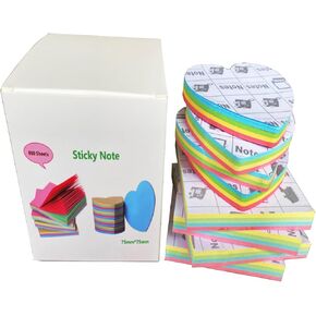 Sticky Notes, Self-Adhesive Notes, Colored Sticky Notes, 800 Sheets, 3x3 Inches, 4 Square Sticky Notes and 4 Heart Sticky Notes, Each with Multiple Colors, for Study, Work, Daily Life