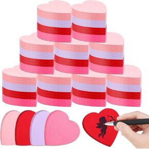 4800 Sheets Valentine‘s Day Heart Shaped Sticky Notes 120 Pads Pink Sticky Notes Bulk 4 Colors Self Adhesive Notepads Sticky Memo for Office Back to School Kids Girls Women Gift