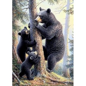 CEOVR Bear Diamond Art Kits for Adults, Bear Family 5D DIY Full Drill Diamond Painting Dots Gem Art, Adult Crafts Kits Arts and Crafts, Wall Decor for Home Office 12x16inch