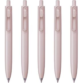 Uni-Ball One F, Gel Ink Ballpoint Pen, 0.38mm Extra Fine Point, Black Ink, Cotton Pink (Limited Edition), UMNSFCC38.CP, Pack of 5