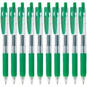 Zebra Sarasa Clip 0.3 Retractable Gel Ink Pen, Rubber Grip, 0.3mm, Green Ink, Value Set