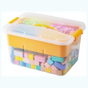 EZOWare 21 Quart Large Lidded Organizers Storage Box with 2 Removable Tray, Durable Plastic Containers with Lids and Latching Buckles, Stackable Art & Craft Box for Tools, Supplies, Building Blocks