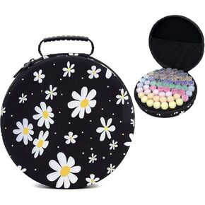 Diamond Art Painting Storage Containers Portable Round 60 Slots Bead Storage Case with Diamond Art Accessories and Tools for DIY Art Crafts Painting Jewelry Beads Nail
