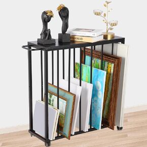 Large Art Storage Rack, Art Canvas Storage Holder with Wheels, Art Storage Display Stands for Canvas, Frame, Drawing Board, Metal Crafts Print Rack for Art Display & Galleries