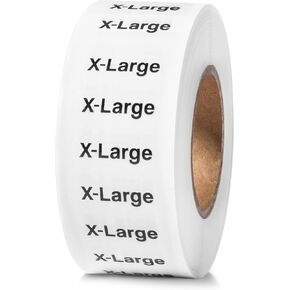 250pcs X-Large Clothing Size Strip Labels, 1.25" x 5" Labels, X-Large, 250 Labels/Roll, Clear Clothing Size Strip Sticker Labels for Shirts, Pants, Accessories, Retail Clothing